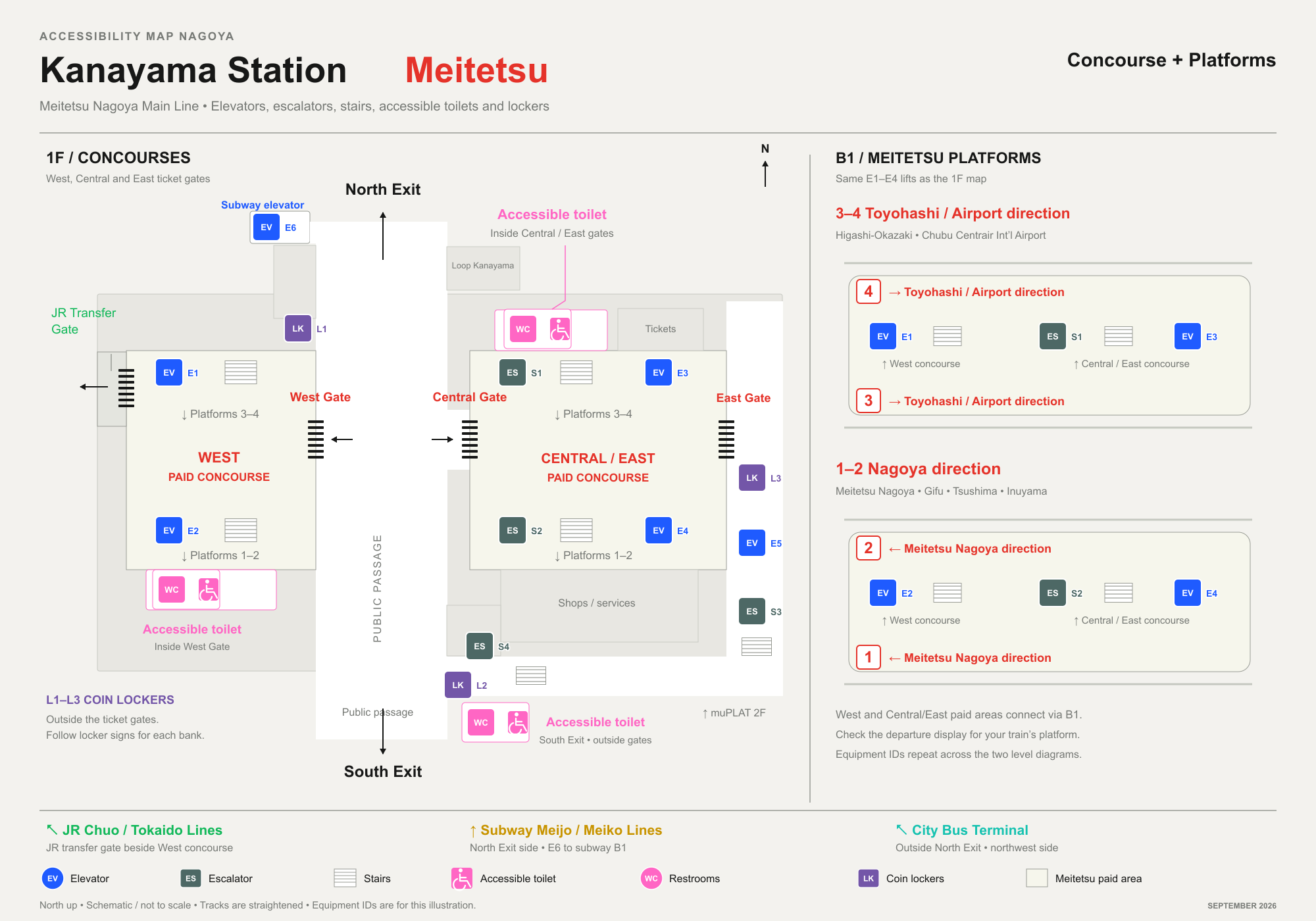 Kanayama Station Meitetsu accessibility map