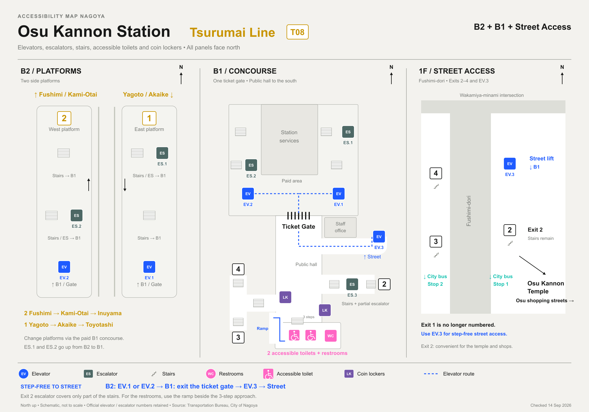 Osu Kannon Station accessibility map