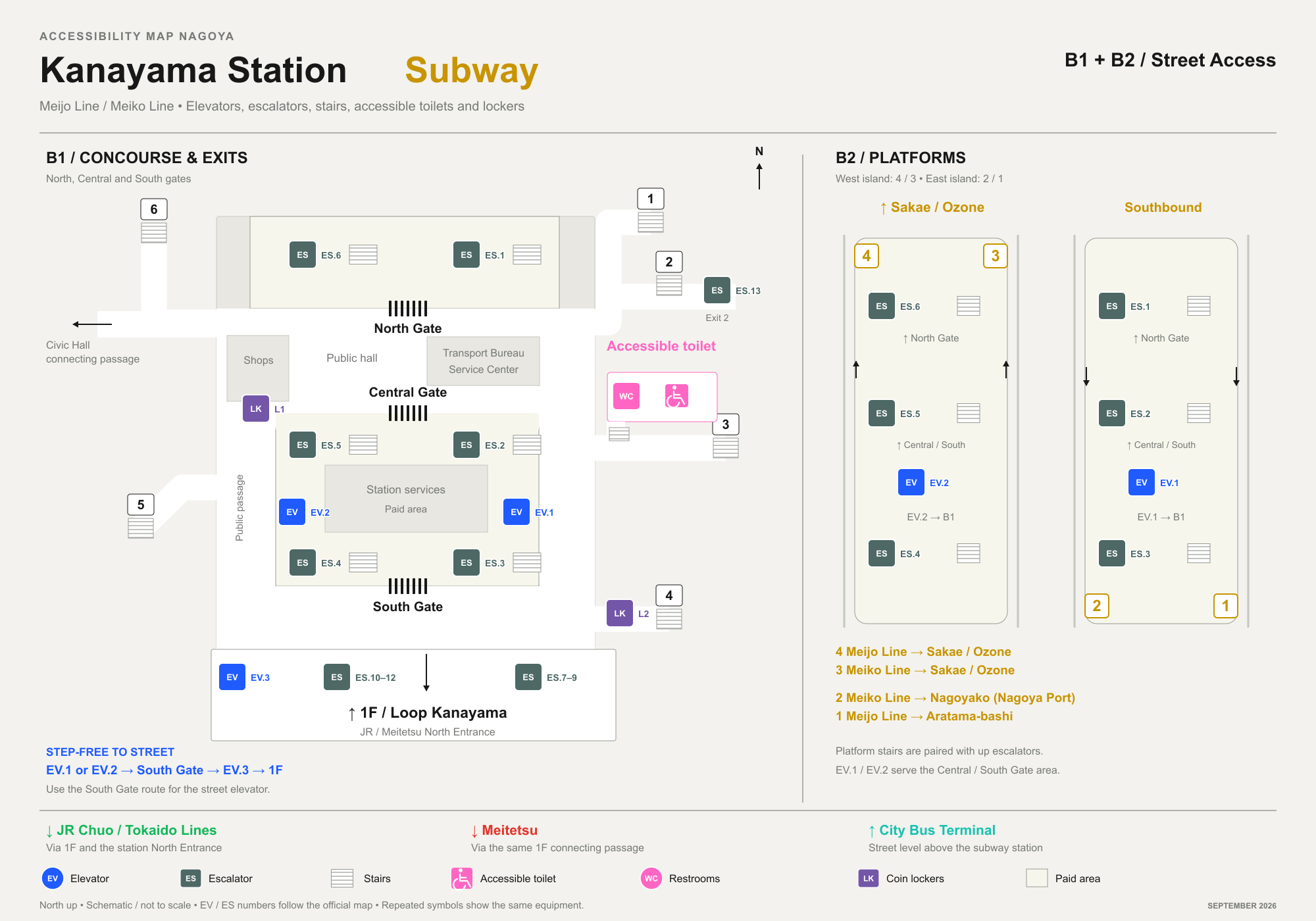 Kanayama Station subway accessibility map